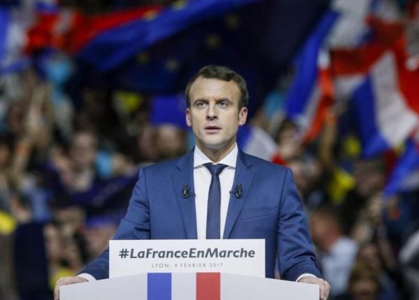 Head of the political movement En Marche !, or Onwards !, and candidate for the 2017 presidential election Macron, attends a campaign rally in Lyon